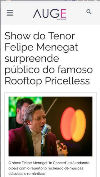 Show do Tenor Felipe Menegat surpreende público do famoso Rooftop Priceless